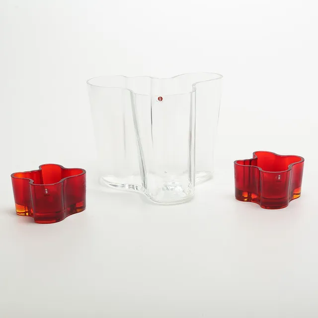 ALVAR AALTO. GLASFÖREMÅL, 3 delar, Iittala, signerade.