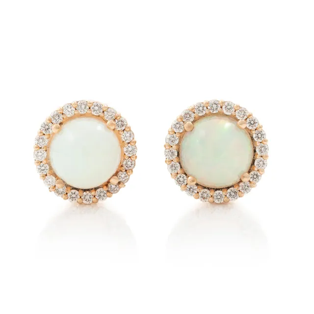 Örhängen 18K guld med opaler och briljantslipade diamanter.