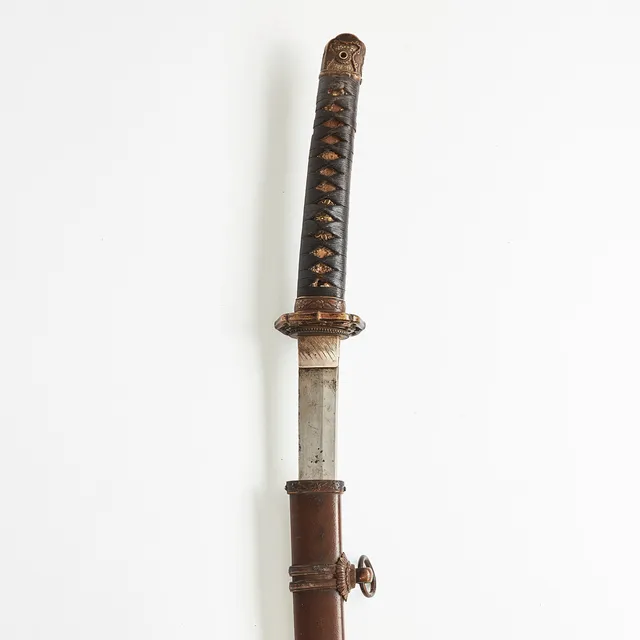 SHIN GUNTO, japansk, med äldre klinga; mei; Sesshu ju Fujiwara Tadayuki.