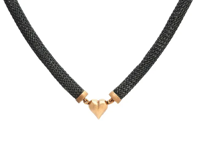 OLE LYNGGAARD, lås/collier, 18K guld/oxiderat sterlingsilver, hjärta, längd 43 cm, vikt 25,4 g, originaletui.