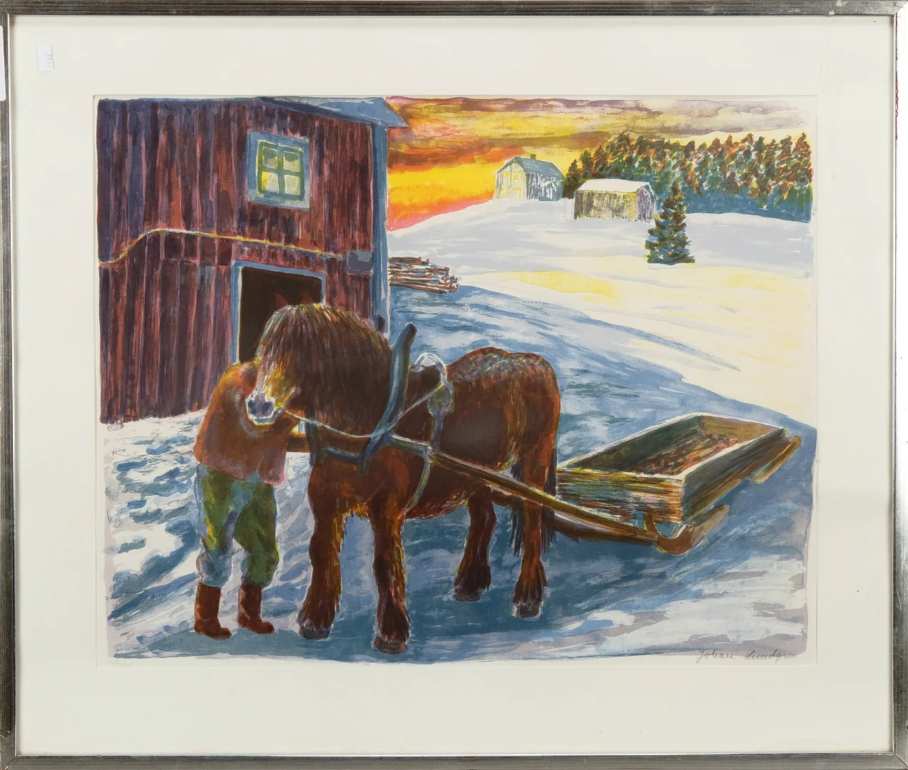 JOHAN LUNDGREN. Färglitografi, Signerad, 1900-tal. — Engravings & Prints — Norrlands Auktionsverk