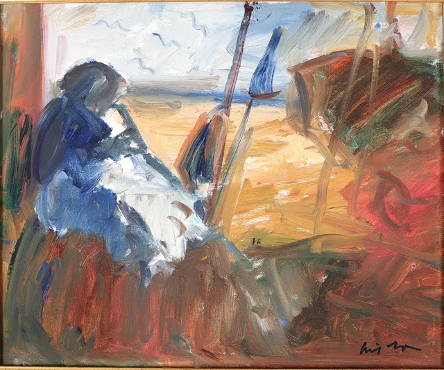 ERIK LOO. Olja på duk, "Fiskarkvinna".