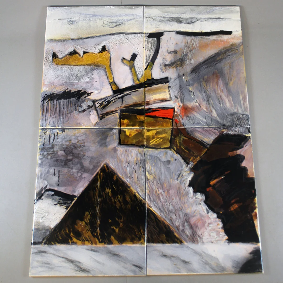 HASSE HASSELGREN. HASSE HASSELGREN, 4 emaljmålningar, "Reserapport". — Paintings — Höörs Auktionshall