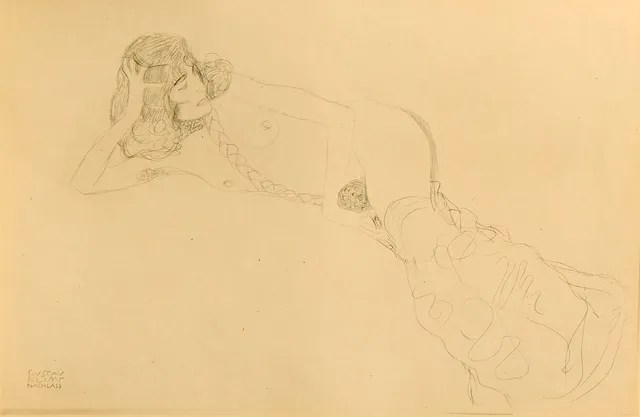 GUSTAV KLIMT. EFTER. "Fünfundzwanzig Handzeichnungen". Mapp med 22 st ljustryck 1919.