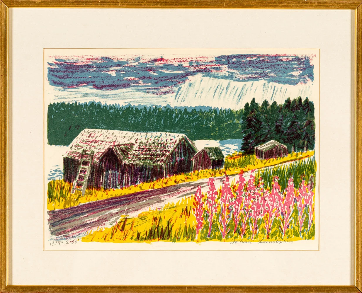 JOHAN LUNDGREN. Färglitografi, signerad Johan lundgren, numrerad 1319-2100. — Engravings & Prints — Norrlands Auktionsverk