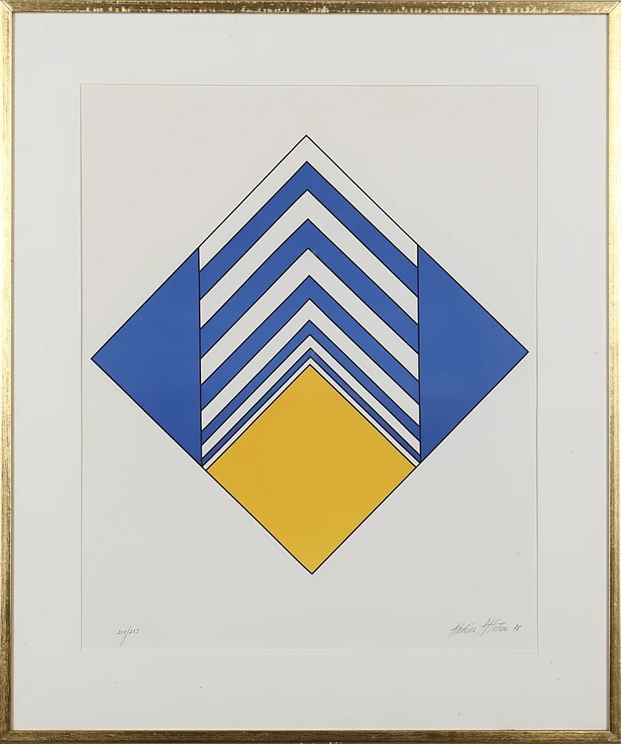 ALEXIUS HUBER. Komposition. Färgserigrafi. Signerad, daterad -78 och numrerad 200/275. — Engravings & Prints — Garpenhus Auktioner