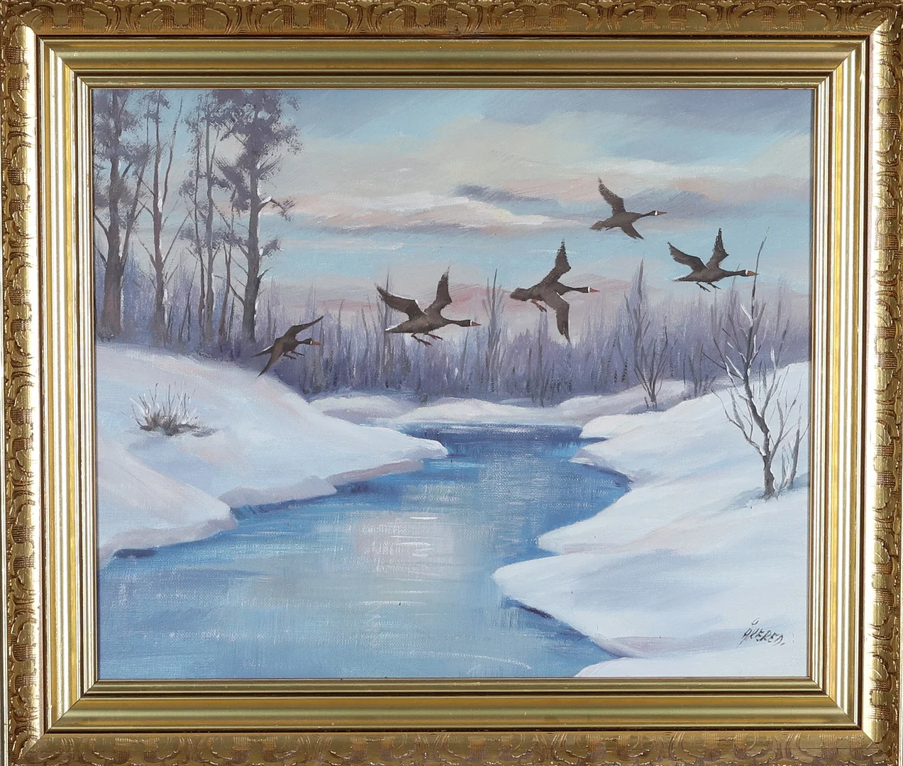 PÄR ÅKERED. Olja på duk, Flyttfåglar, signerad Åkered. — Paintings — Gomér & Andersson Norrköping