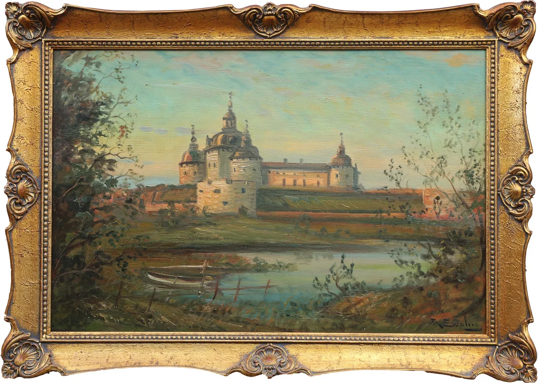 RAGNAR SWAHN. OLJA, på pannå, Kalmar Slott, signerad. — Paintings — Kalmar Auktionsverk