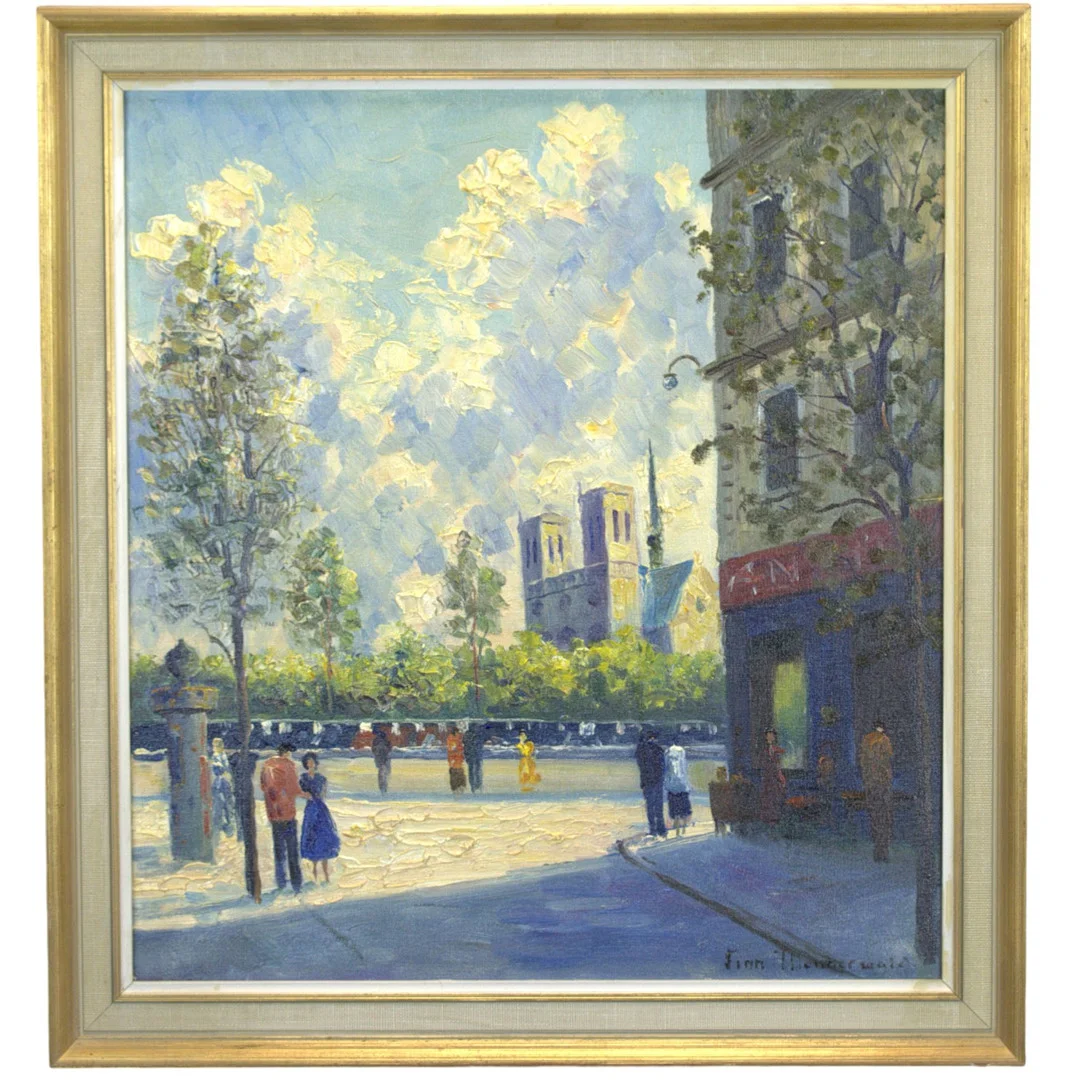 FINN WENNERWALD. Olja på duk, stadsmotiv, signerad. — Paintings — Höganäs Auktionsverk
