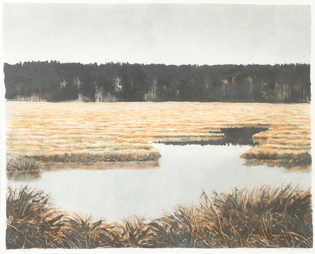 MIKAEL KIHLMAN. "Novembermyr", färglitografi, signerad. — Engravings & Prints — Helsingborgs Auktionskammare