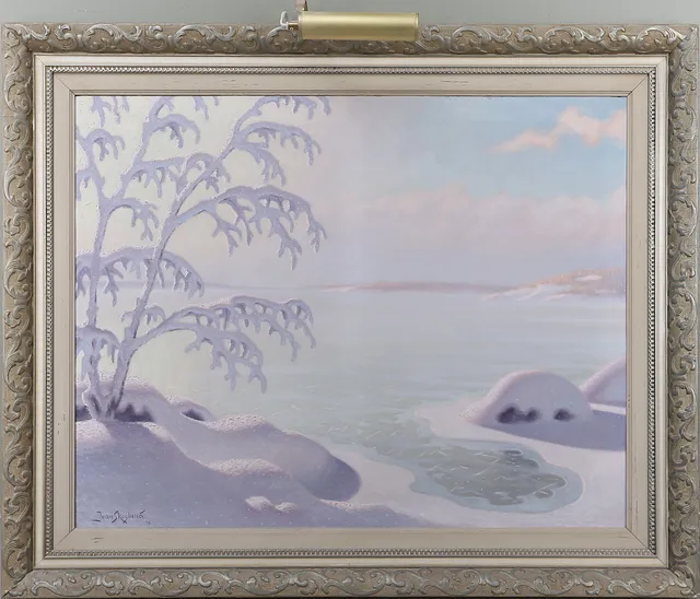 JEAN SKOGLUND. Vintermotiv, olja på duk, signerad.