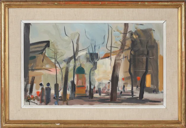 CARL GUNNE. "Boulevard Edgar Quinet", olja på duk, signerad.