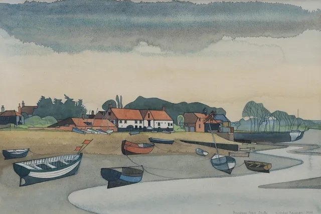 NICHOLAS BARNHAM (1939-2021). Burnham Overy Staithe, signerad, daterad 1979.