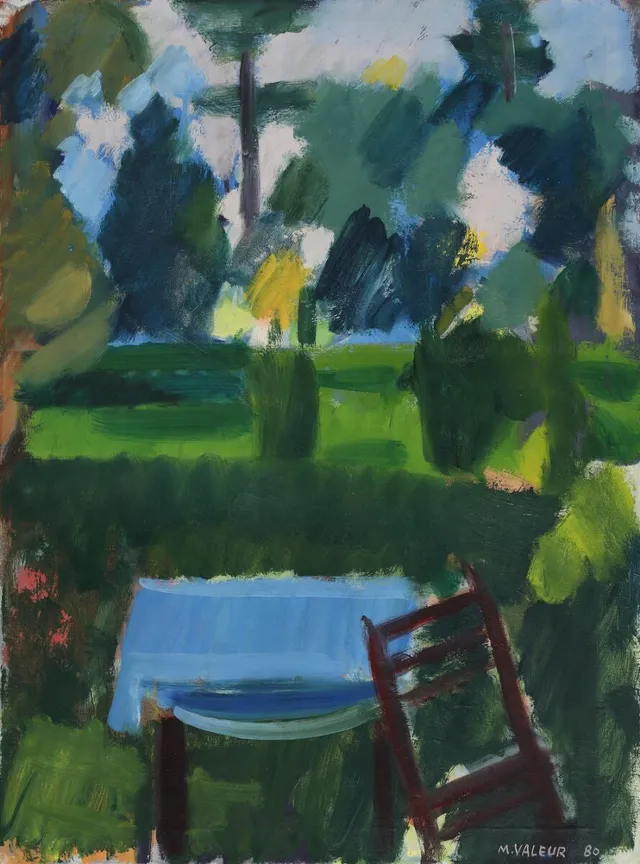 Garden scene. Signed M. Valeur, 80. Oil on canvas. 90×67 cm.