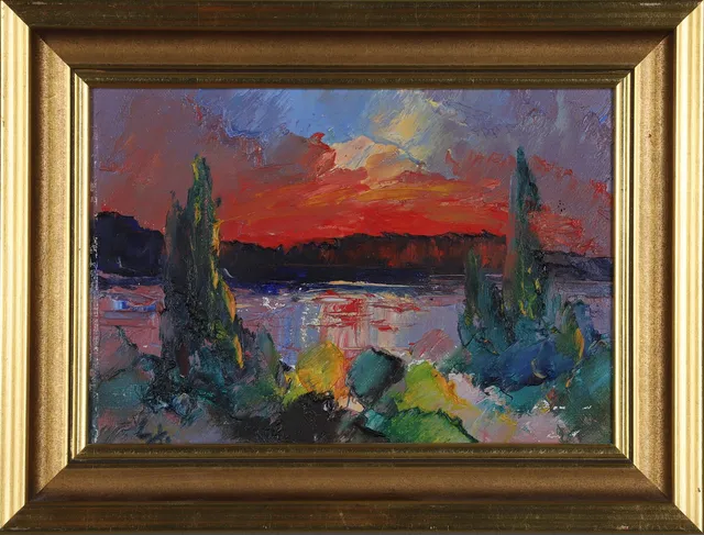 GÖSTA HENNING. olja på pannå, monogramsignerad/signerad á tergo.