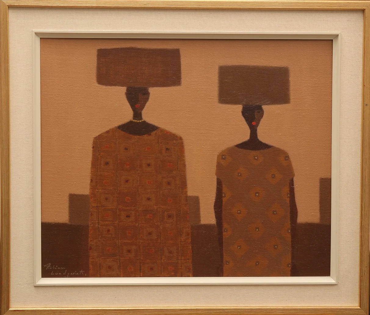 FABIAN LUNDQVIST. Olja på duk, 2 kvinnor, signerad. — Paintings — Limhamns Auktionsbyrå
