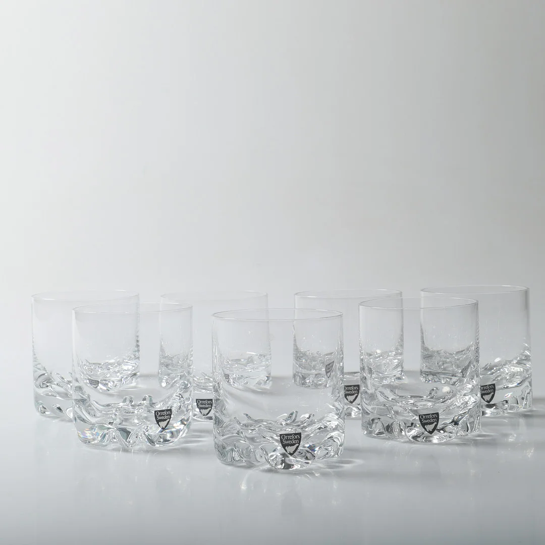 OLLE ALBERIUS. Whiskyglas, 7 stycken, "Erik", glas, Orrefors. — Tableware — Helsingborgs Auktionskammare