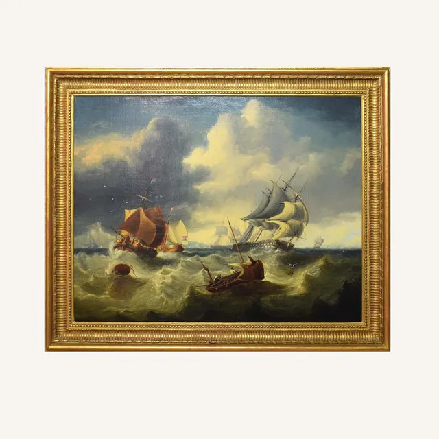 CLARKSON FREDERICK STANFIELD RA RBA (3 DECEMBER 1793 – 18 MAY 1867). SHIPPING IN HEAVY SEAS OFF THE SOUTH EAST COAST.