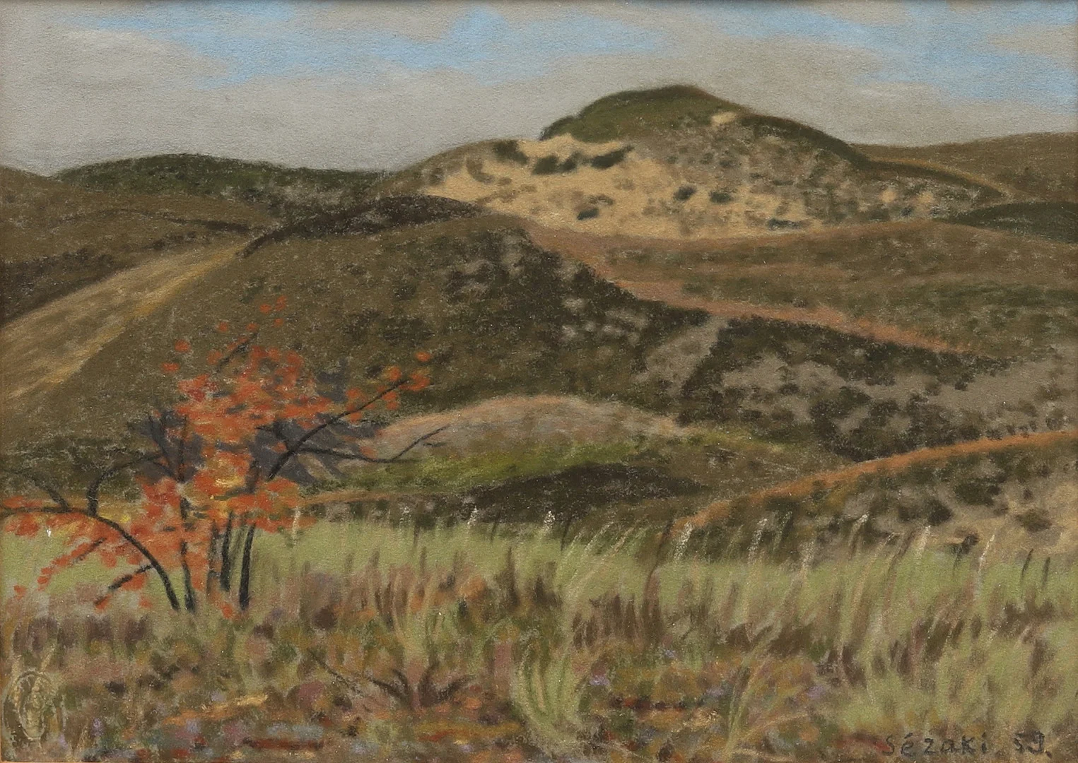 HARUO SEZAKI (1907-1977). Hedlandskap, Österlen, pastell, signerad och daterad 1959. — Paintings — Garpenhus Auktioner