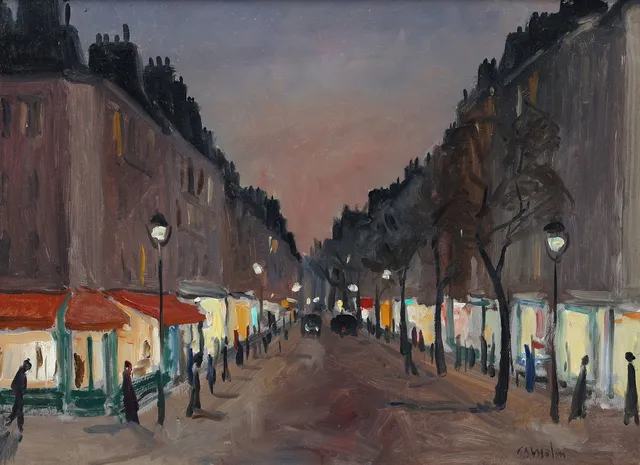 GUNNAR S MALM. Olja på pannå, stadsmotiv, Paris, signerad.