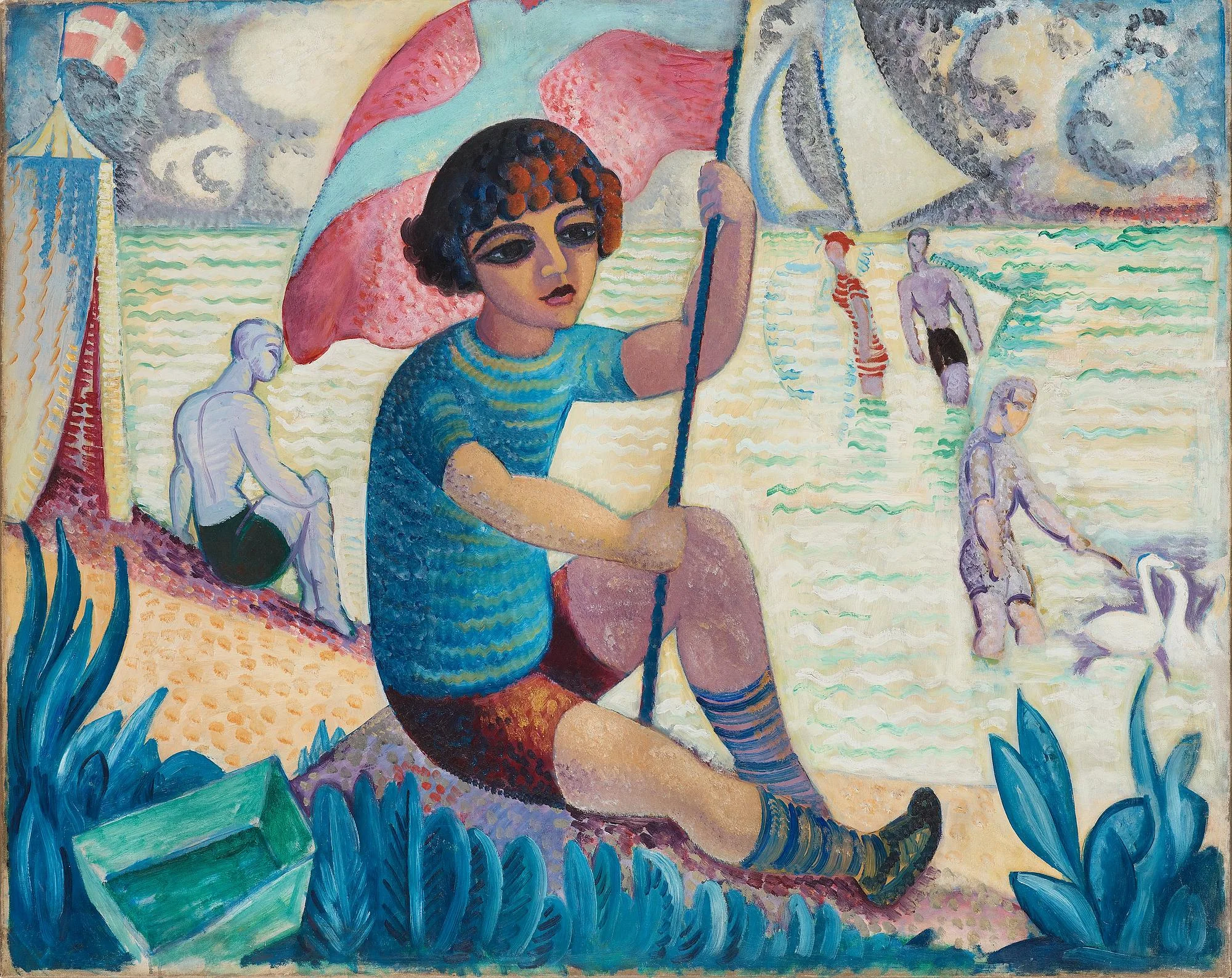 Isaac Grünewald, "Gosse (Iván) med flagga". — Bukowskis