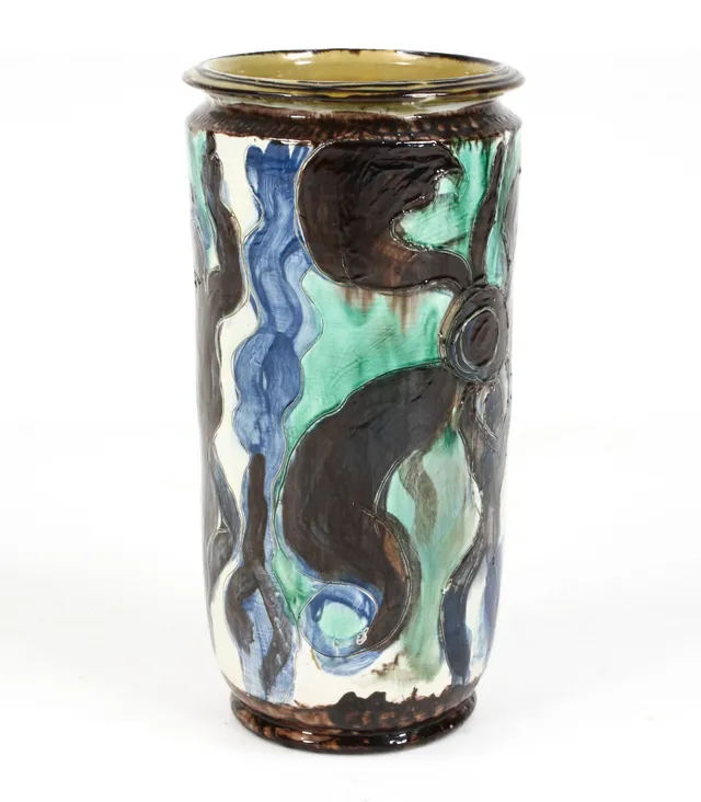 Herman A. Kähler. Cylindrical floor vase, h. 56 cm