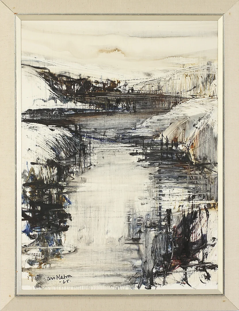 LARS MATSON. "Vinetrbäck". Olja på pannå, signerad och daterad -65. — Paintings — Göteborgs Auktionsverk