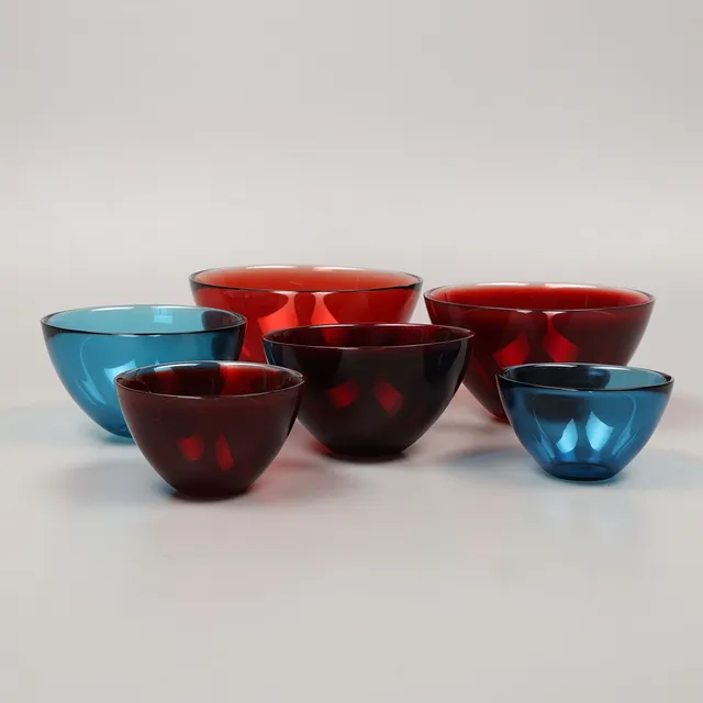 SVEN PALMQVIST. Skålar, "Fuga", 6 st, glas, Orrefors.