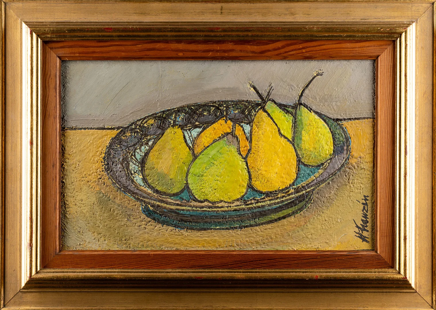 HELGE FRANZÉN. Olja på pannå, Stilleben av fruktskål. Signerad H FRANZÉN. — Paintings — Norrlands Auktionsverk