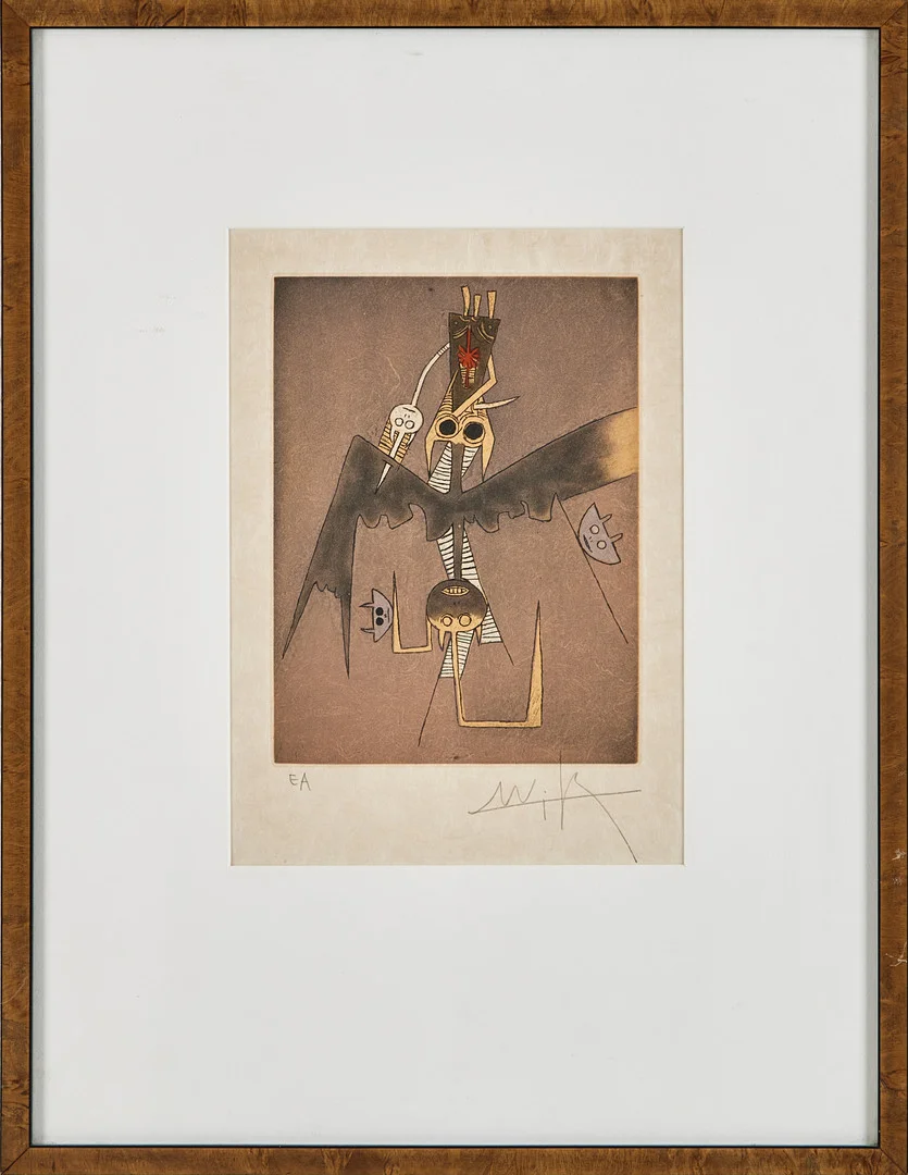 WILFREDO LAM. "Hommage a Lam", färglitografi, signerad och numrerad E.A. — Engravings & Prints — Stockholms Auktionsverk Magasin 5