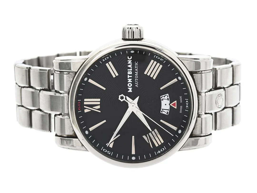 MONTBLANC, Star, Cal 4810 401 (ETA 2892A2), Serie nr. PL651167, Boett nr. 7102, herrur, 41,5 mm, stål, automatisk, safirglas, datum, glasbaksida, originallänk, viklås, ca 2015. — Klockor/Montblanc — Kaplans