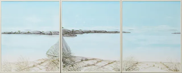 LARS GREGER. "Skärgårdslängtan", triptyk, olja på duk, signerad atergo.