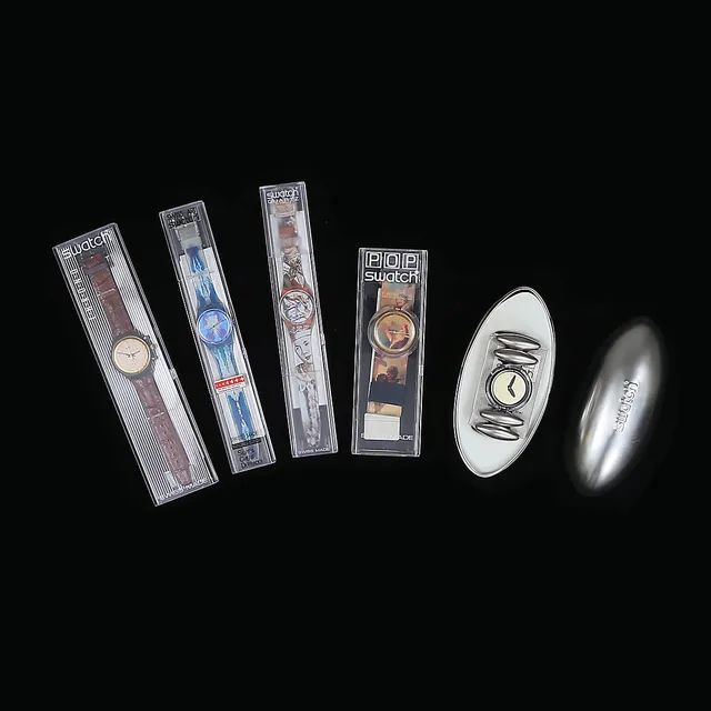 ARMBANDSUR, Swatch, 5 st, i originalaskar, 1900-tal.