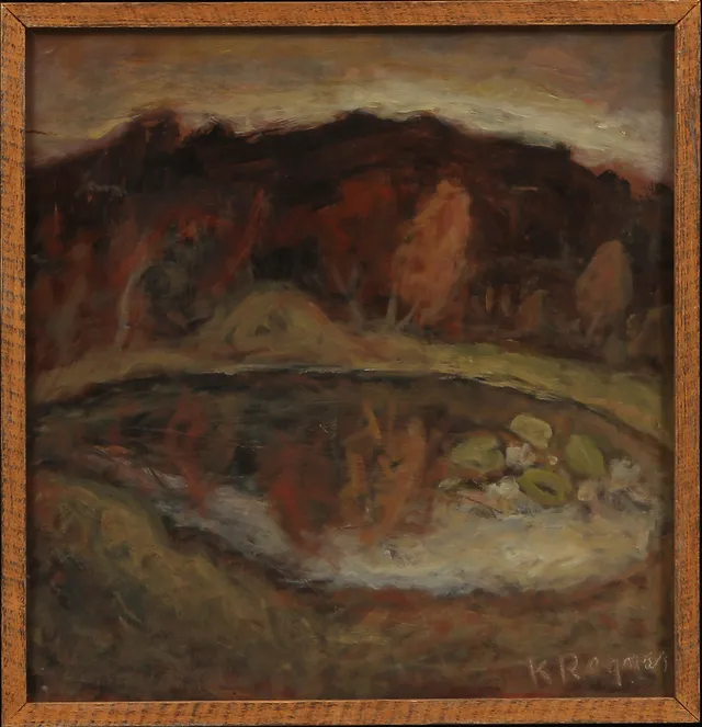 KARL RAGNAR JOHANNESSON. Sjölandskap. Olja på pannå, signerad.