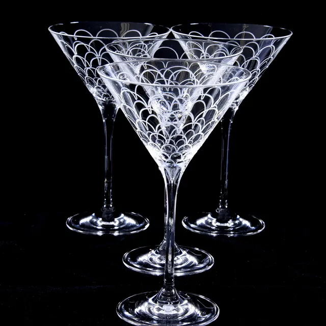 COCTAILGLAS, 4 st, dekor Barbro Wesslander, Boda Nova.