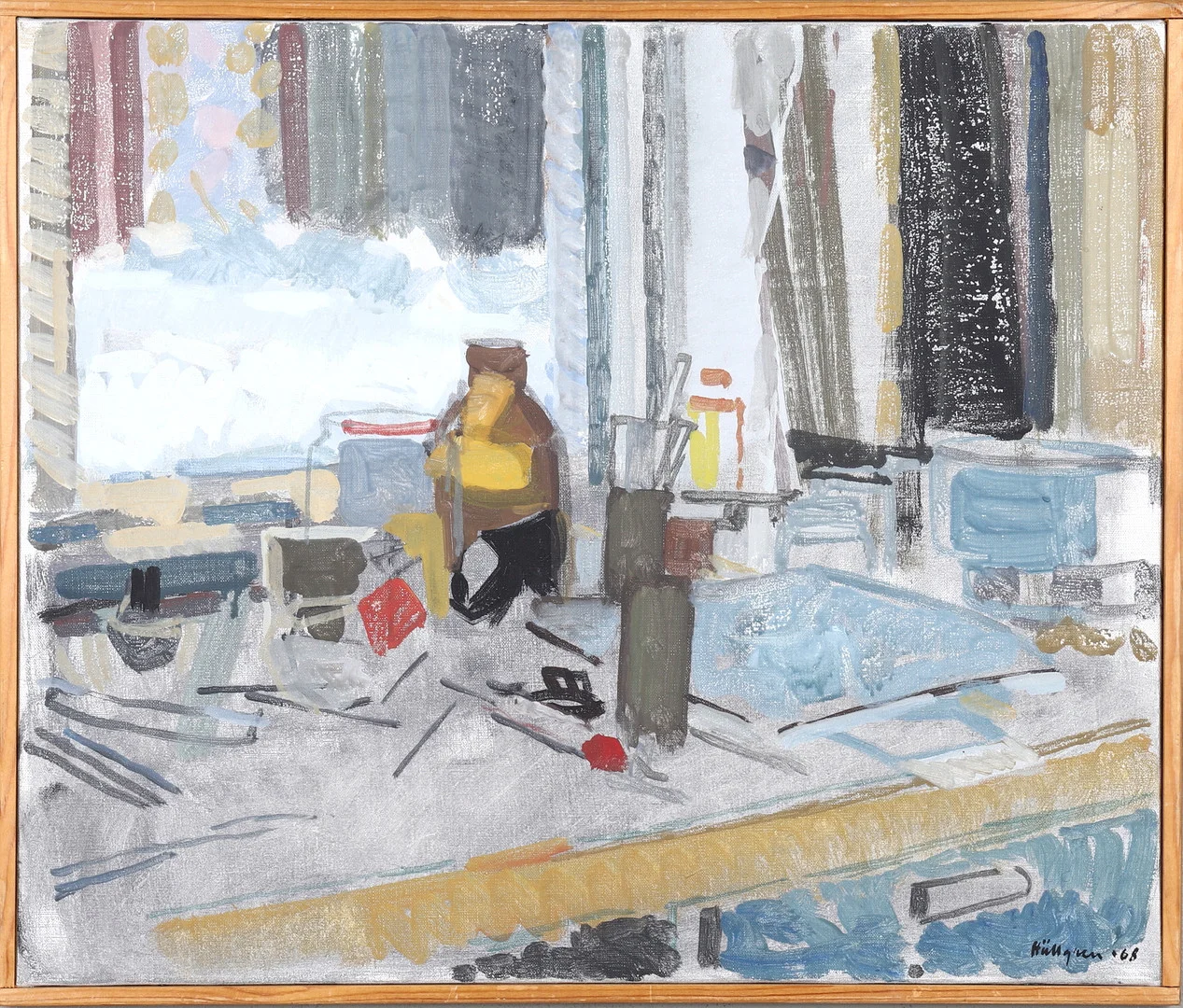 INGVAR HÄLLGREN. olja på duk, "Vinterfönster", signerad samt daterad -68. — Paintings — Gomér & Andersson Norrköping