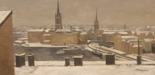 ELLIS WALLIN. STOCKHOLMSMOTIV, OLJA PÅ DUK.