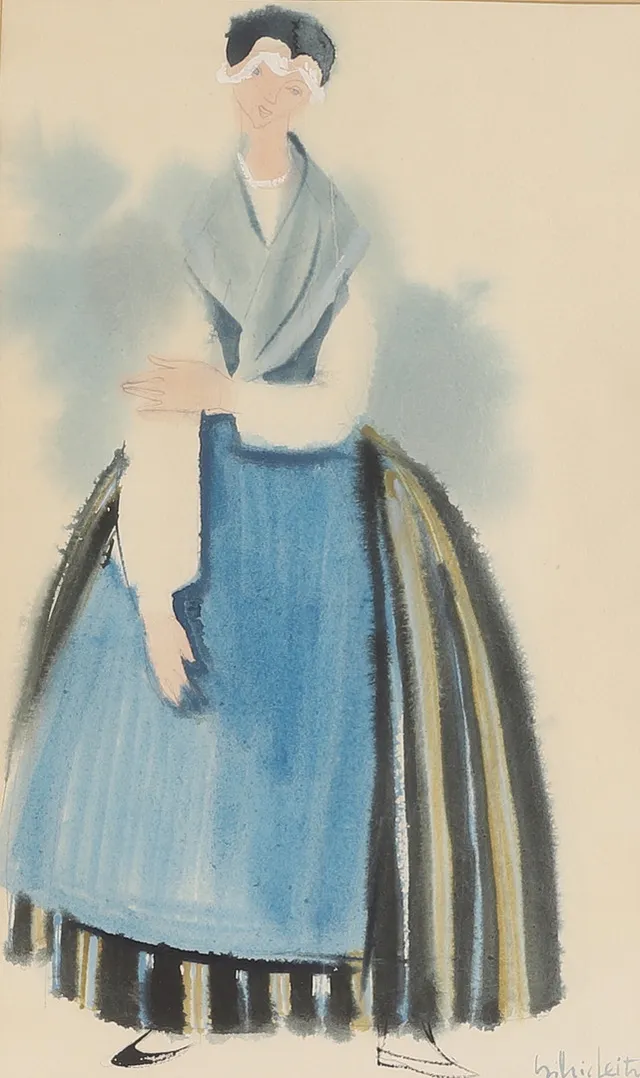 SILVIA LEITU. Akvarell, signerad.