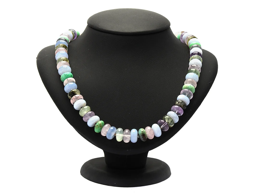 COLLIER, olikfärgade agater, silverlås, längd 50 cm — Smycken/Collier — Kaplans
