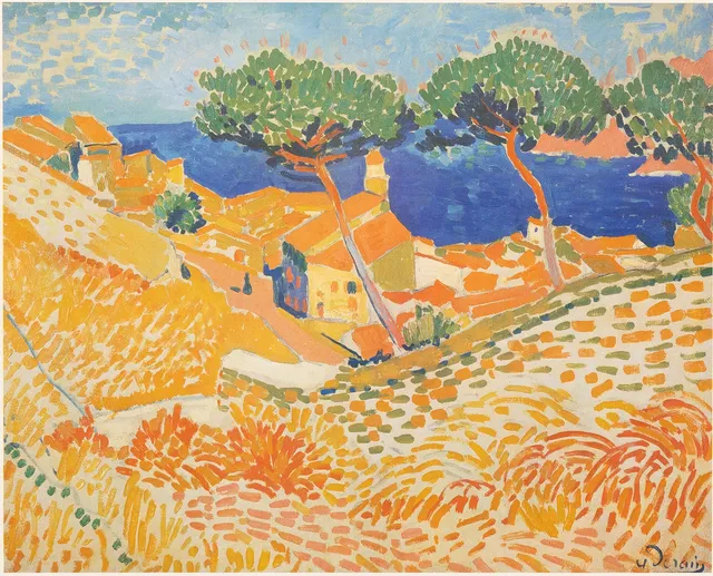 ANDRÉ DERAIN. EFTER. Colliour, byn vid havet, offsettryck, signerad i tryck.