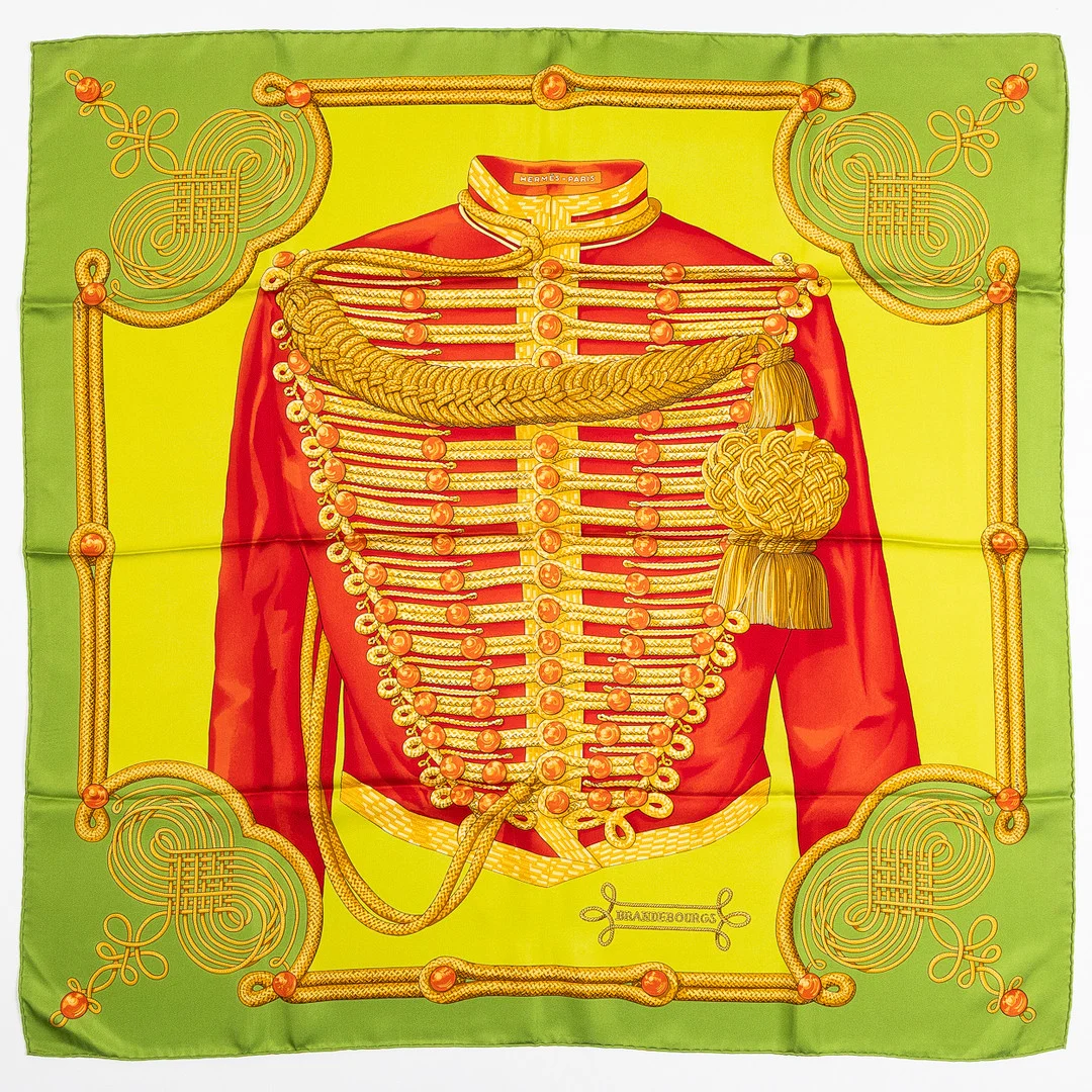 HERMÈS, scarf, "Brandebourgs", design Caty Latham 1972, re-issued 2000-tal. — Vintage & Designer Fashion — Stockholms Auktionsverk Helsingborg