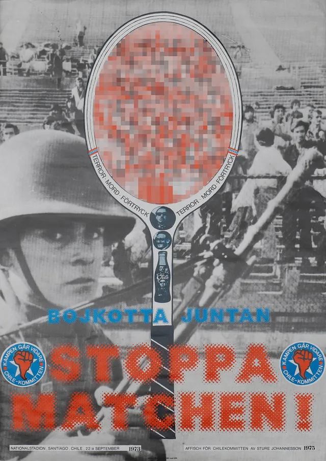 STURE JOHANNESSON. ”STOPPA MATCHEN !” affisch för Chilekommiten, 1975.