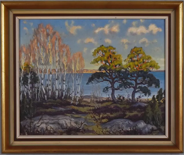 EINAR KRÜGER. OLJEMÅLNING, kustmotiv.