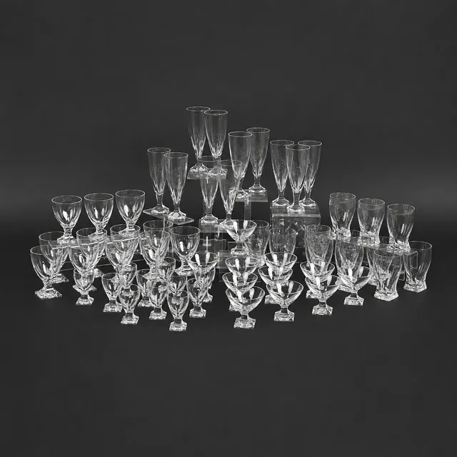 WILHELM WAGENFELD. Peill & Putzler, Service Gläser, Modell 'Karat', Glas, 1960er Jahre, Deutschland. (57).