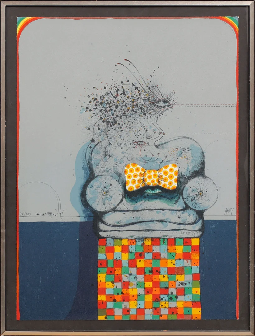 ARDY STRÜWER. Komposition, färglitografi, signerad och numrerad 78/100. Daterad 76 Paris. — Engravings & Prints — Göteborgs Auktionsverk