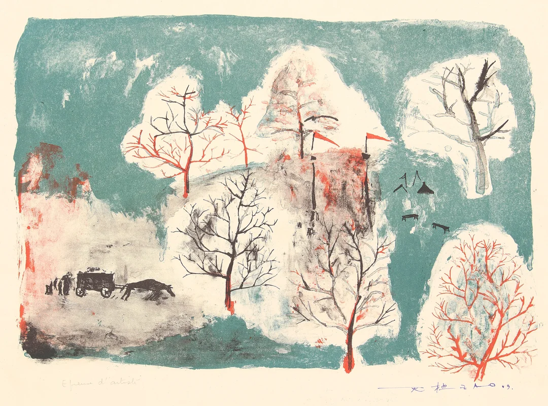 Wou-Ki, Zao — Fra serien "Lecture par Henri Michaux de huit lithographies de Zao Wou-Ki" 1949 — Kunst/Grafikk — Blomqvist