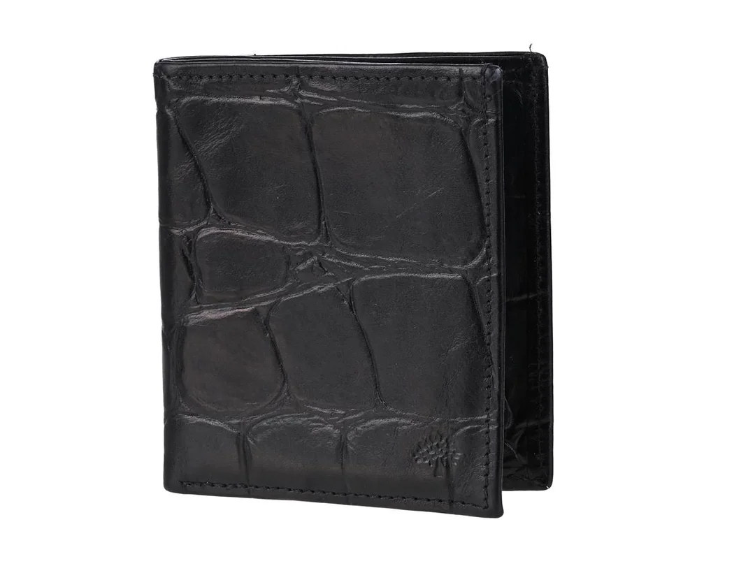 PLÅNBOK, MULBERRY, svart präglat läder, 10x9 cm, kort, sedel, bruksslitage. — Accessoarer/Plånböcker — Kaplans
