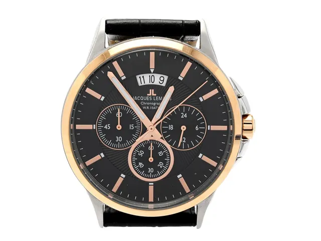 JACQUES LEMANS, Sydney, Boett nr. 1-1542.1, herrur, 42 mm, bicolour, quartz, mineralglas, datum, 24-timmarsvisning, läderband, originalspänne, ca 2010.