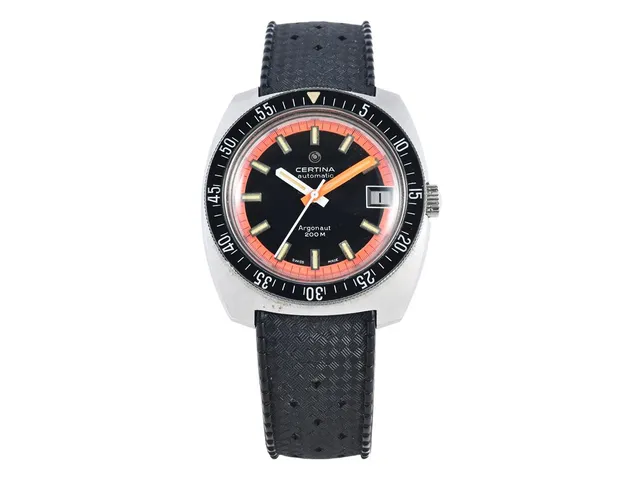 CERTINA, Argonaut 200 M, Cal 25-651, Serie nr. 7782815, Ref nr. 5801-223, herrur, 39 mm, stål, automatisk, plexiglas, datum, gummiband (Tropic), originalspänne i stål, ca 1969, box.