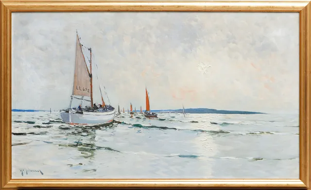 YO JOHANSSON. Segelbåtar, olja på duk, signerad.